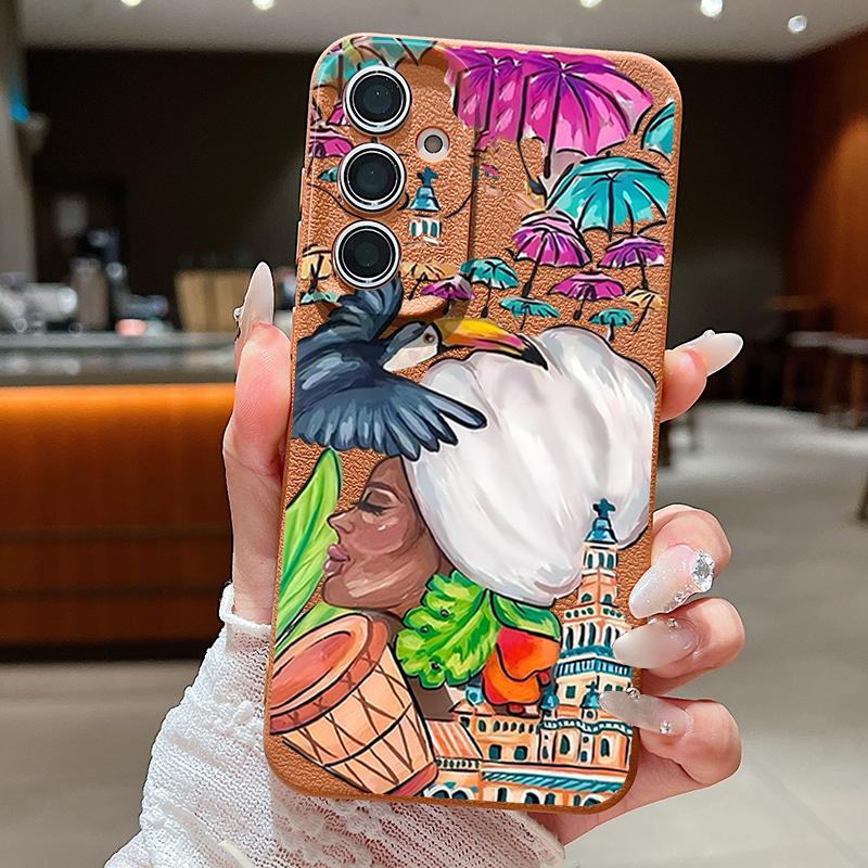 Tropical-style Toucan Pattern Case For Samsung Galaxy A57 A56 A55 A54 5G A37 A36 A35 A34 A17 A16 A15 A14 Leather Texture Silicone Cover