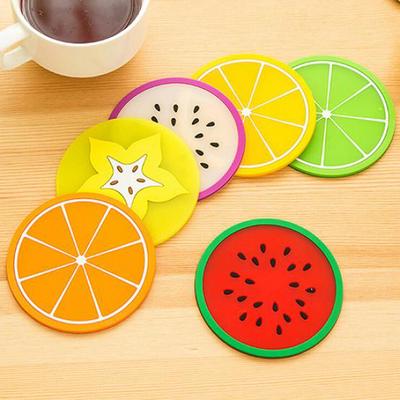 Želė spalvos vaisių formos padėkliukai Creative Skid Insulation Silica Gel Cup Mat