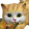 Solar Garden Cute Cat Statue with LED Butterfly Light Outdoor Waterproof Resin Sculpture for Porch Patio Balcony Lawn Yard Decor