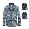 Men's Long-Sleeve Retro American Denim Workwear Shirt 65J22