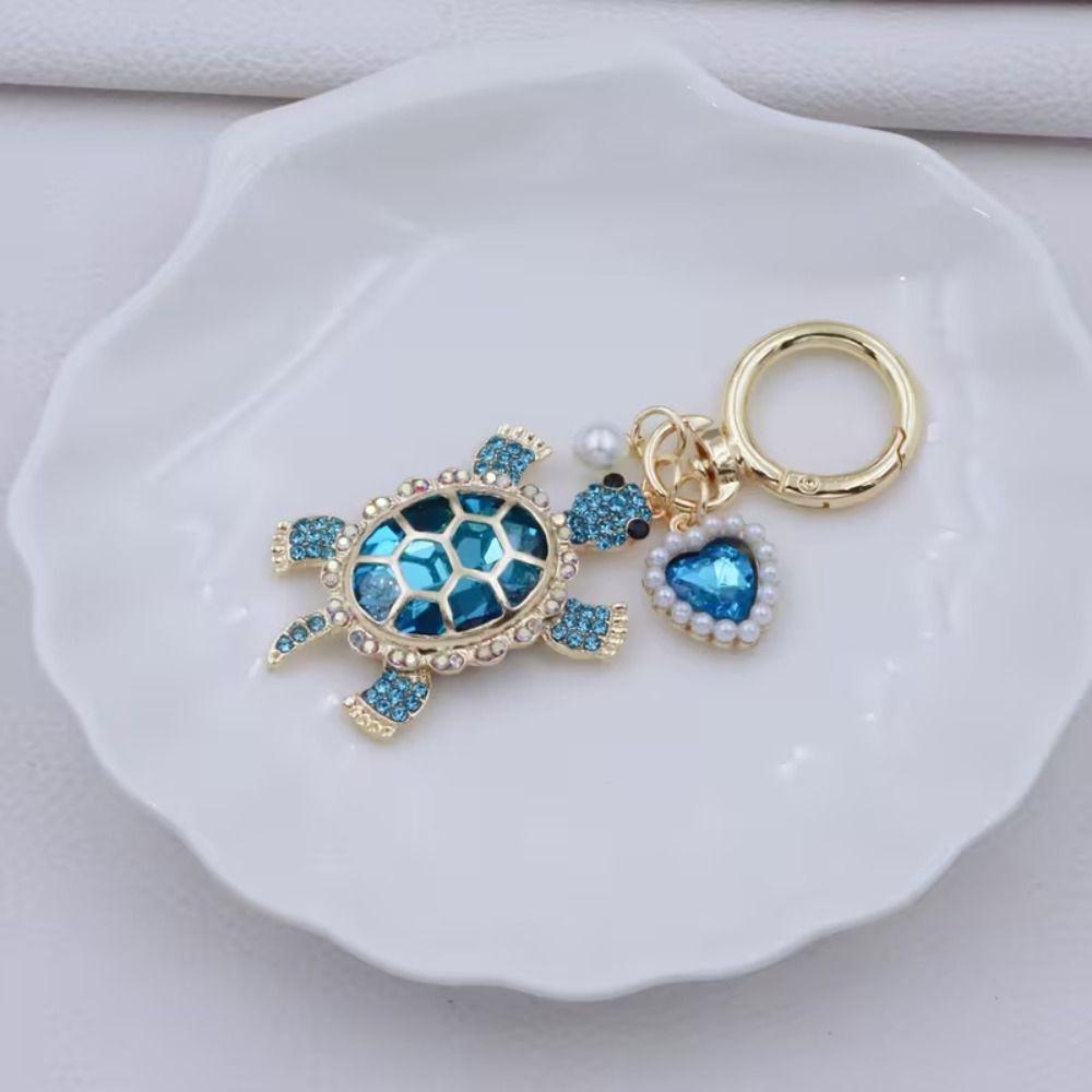 Colorful Turtle Keychain Imitation Pearl Ocean Hanging Pendant Marine Turtle Pendant  Bag Pendant