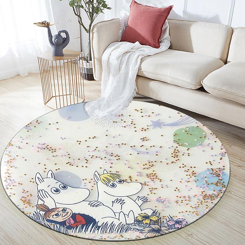 Moomin2,Round Area Rug,Carpet Rug for Living Room Bedroom Sofa Playroom Decor,Non-slip Floor Mat