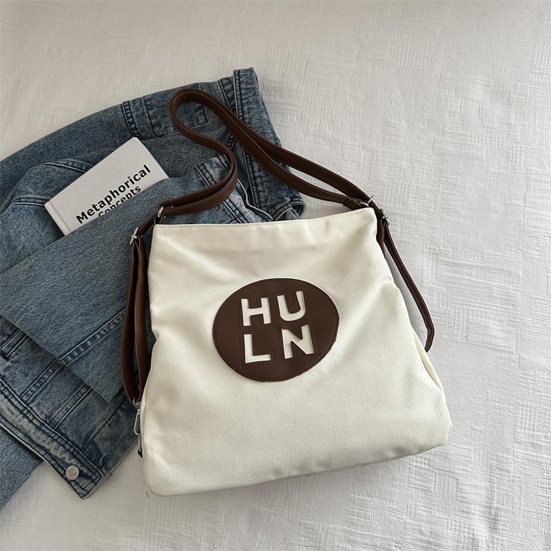 Trendy Canvas Tote Bag For College Students Stylish Large Capacity Daily Use