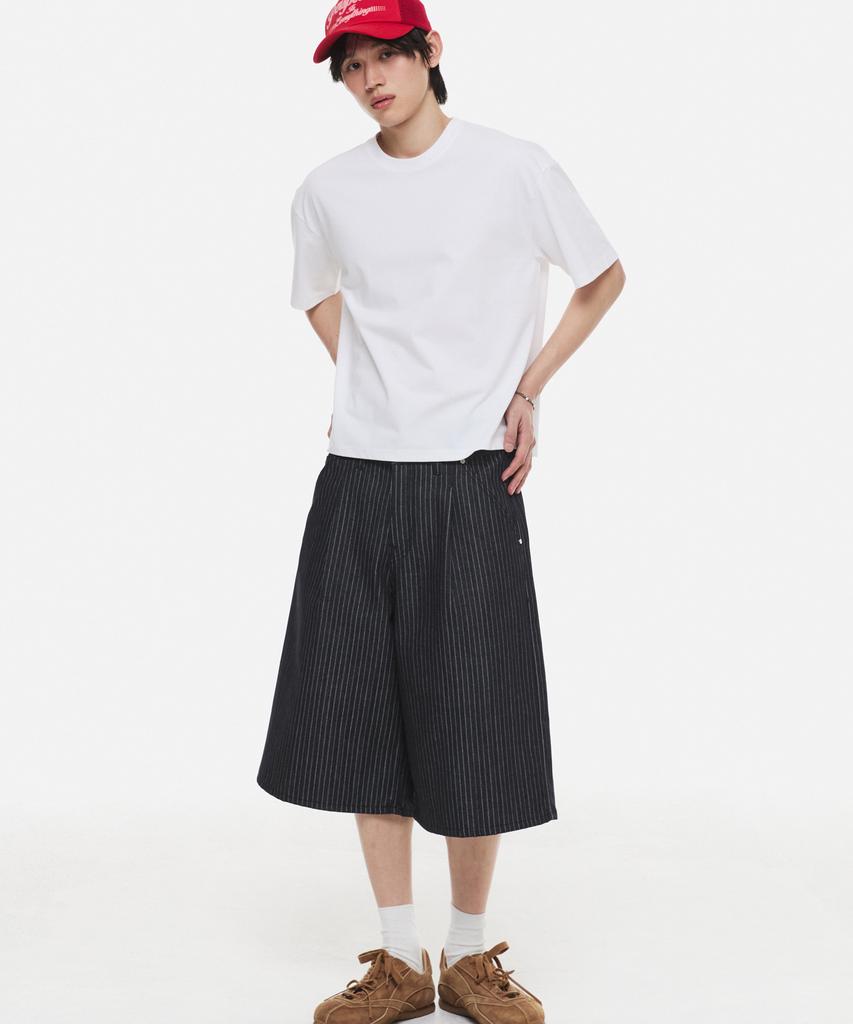 DNSR Pinstripe Bermuda Denim Pants Indigo