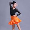 Girls' Exam Grade Latin Dance Costume Set - Long Sleeve Jumpsuit with Skirt for Autumn Practice