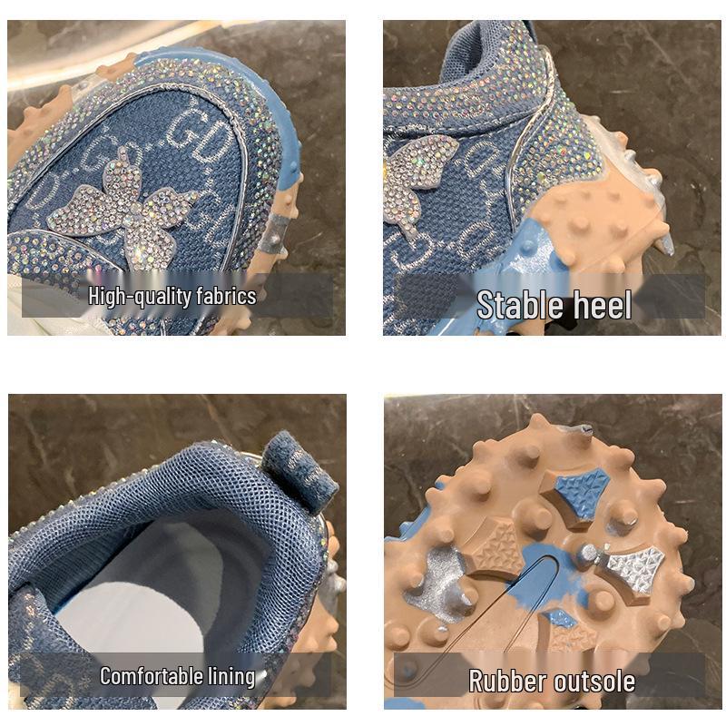 G New Dad Sneakers - Versatile, Comfortable, Women's Casual Full Diamond Durian Bottom Shoes