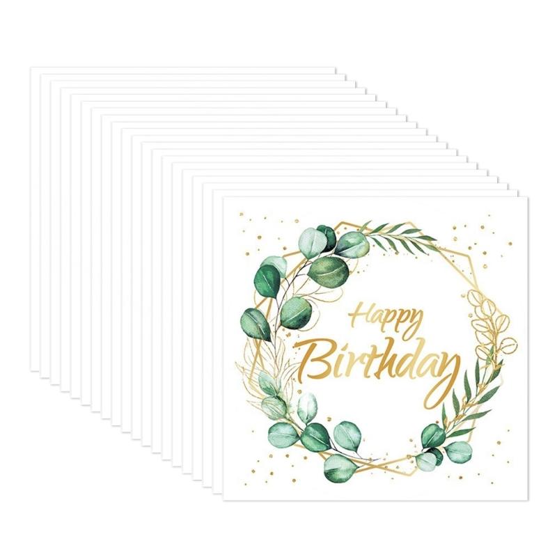 Pack of 20 Green Eucalyptuses Paper Napkins Vintages Table Decoration for Wedding Receptions and Garden Parties