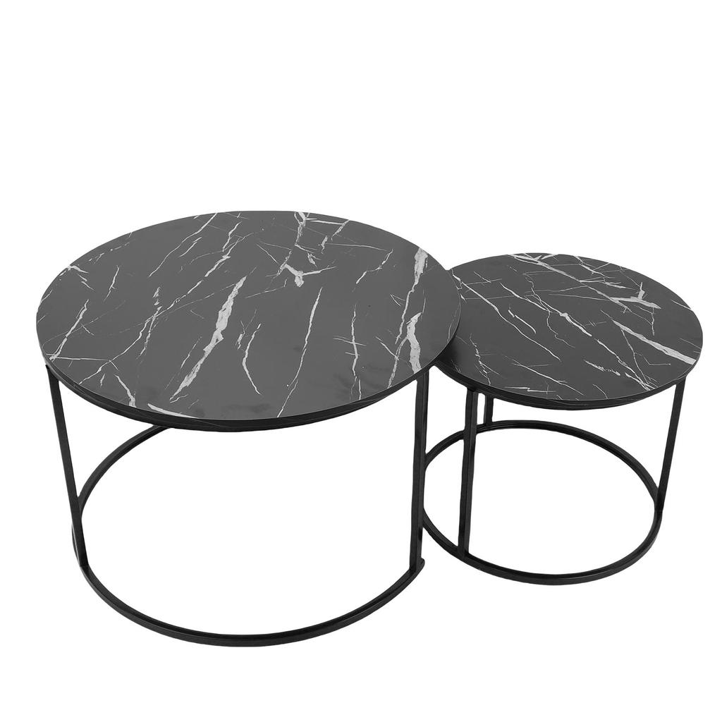 Coffee Table Set Minimalist Modern Nesting Round Center Table for Living Room Apartment Balcony Yard