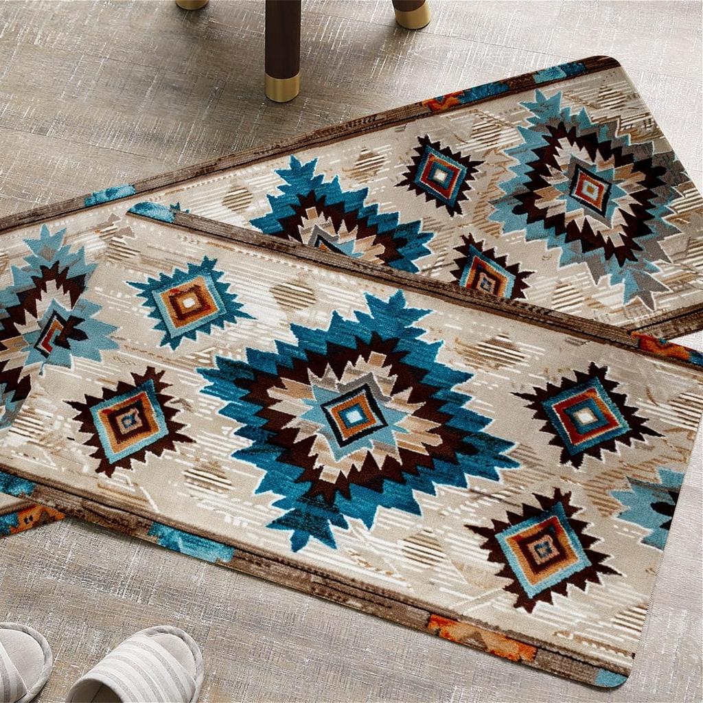 South Western Geometric Kitchen Mat Entrance Doormat Decor Anti-slip Corridor Balcony Rugs Bedroom Beside Foot Mat Bathroom Mat