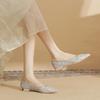 29808 [sheepskin] Flat Shoes Women's Spring 2025 New Pointed Sequins Temperament Low Heel Shallow Mouth Single Shoes