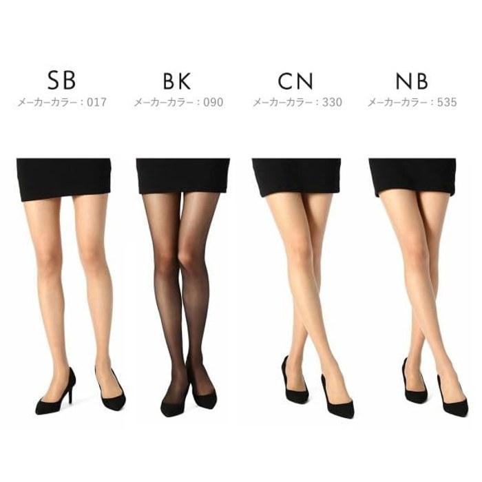 [Fukusuke] Pantyhose 3-Pair Set Non-Run Antibacterial Deodorant UV Protection Reinforced Toe Black L-LL
