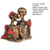 Halloween Gothic Skeleton Couple Figurine, Vintage Kissing Skeleton Resin Statue, Rose Skeleton Couple Sculpture for Holiday Party Decoration