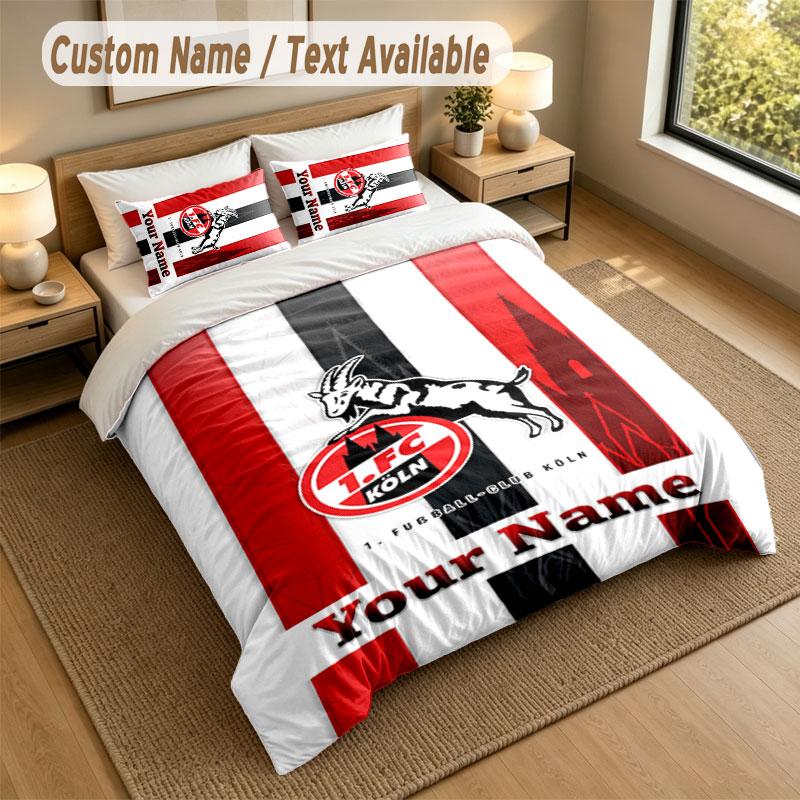Bedding Set 1 Duvet Cover 2 Pillowcases FC Köln Print Soft Bed Linen Bedroom Decor