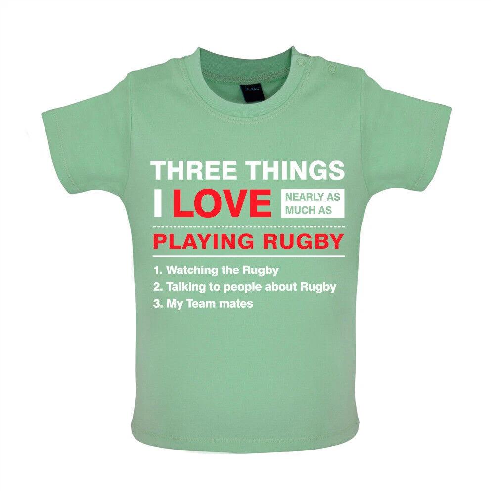 

Three Things I Love Rugby - Babygrow / Babytee - Six Player Nations Fan Love 110