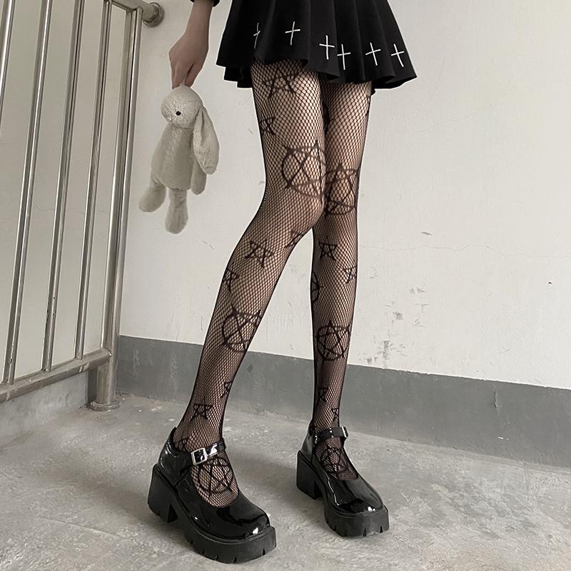 Chaussettes d'orteils séparés de rue Chaussettes résille à lacets à lanières Chaussettes montantes Cool JK Girl Chaussettes montantes japonaises Lolita Jk Lolita