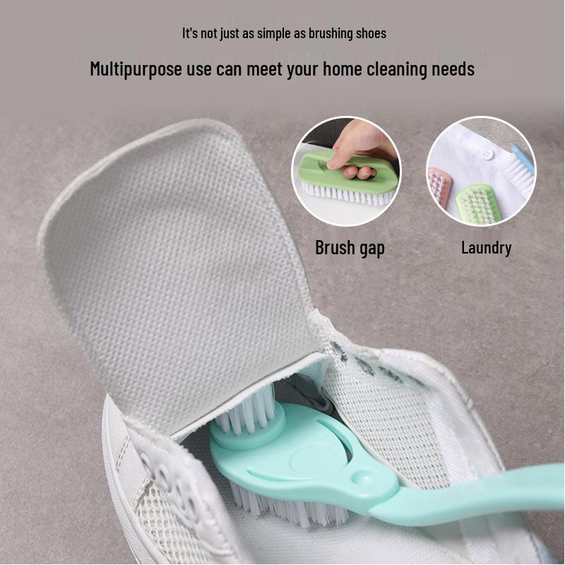 Three-Piece Household Cleaning Brush Set: Plastic Soft Bristle, Three-Head Shoe Brush, Laundry Brush, Scrub Brush, Small Brush.