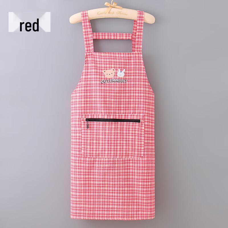 Хлопковый защитный фартук Three Dolphins DH с карманом на молнии Sleeveless красный
