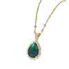 Titanium Steel Water Drop Necklace Women'S Light Luxury Retro Versatile Inlaid Green Crystal Zircon Pendant Collarbone Chain