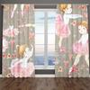 Adorable Animated Pink Rainbow Unicorn Horse Vibrant Girl Shading Window Panel Curtains for Kids Living Room Bedroom Bathroom Door 2Pieces