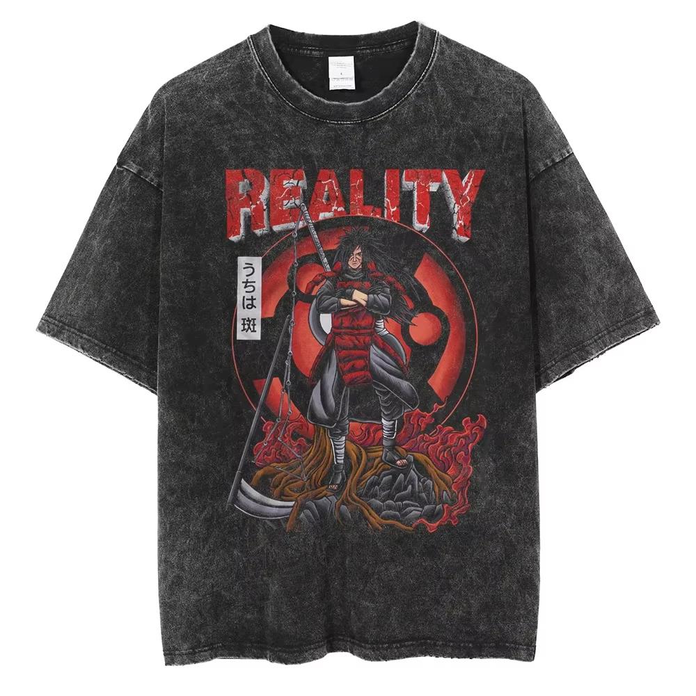 Anime Naruto TShirt Manga Retro Washed Version Kakashi TShirt Pain TShirt Lee Tobi Top Mens  Cotton Streetwear