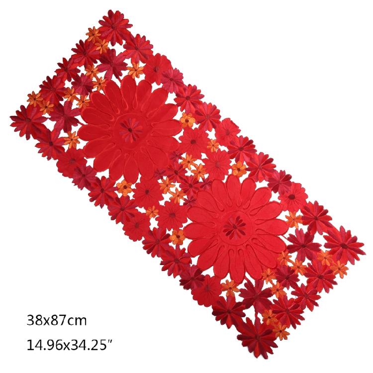 

Red Poinsettia Winter Table Place Mat for Christmas Dinner Exquisite Table Decor 38x87CM