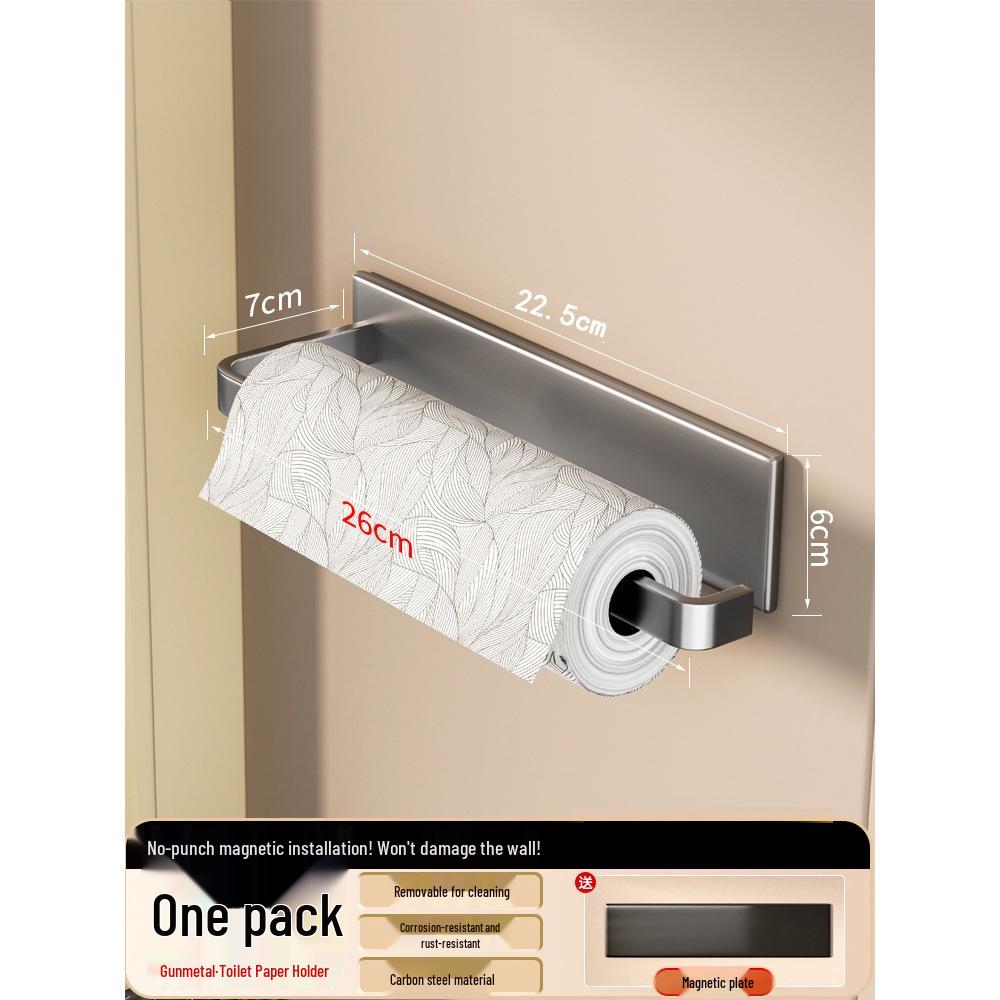 Magnetic Wall-Mounted Kitchen Organizer: Holds Paper Towels, Wraps, and Trash Bags.