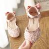 Girls' Korean Rhinestone Bow Half Sandals - Spring/Summer Soft Sole Princess Shoes