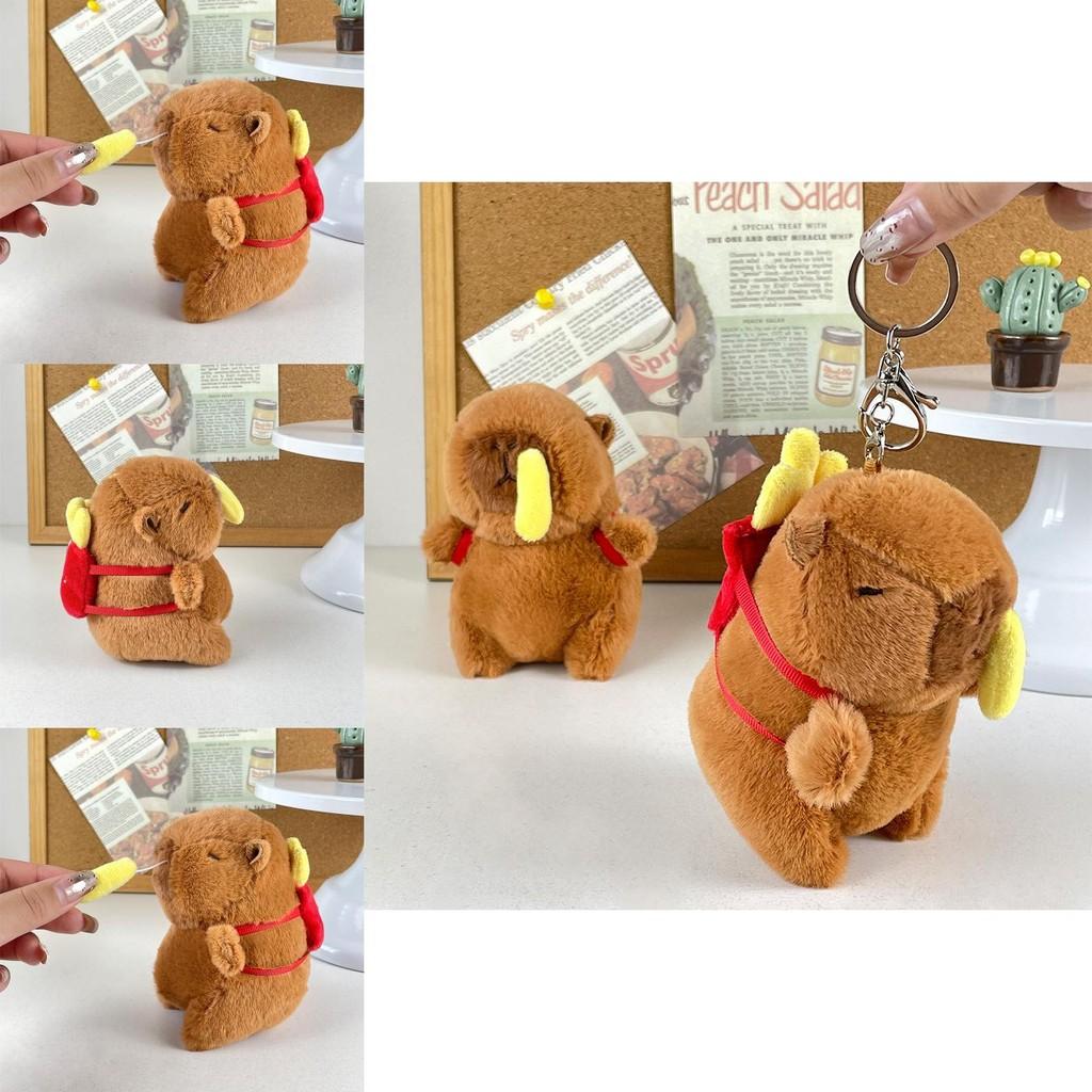 Roztomilý kreativní kapybara hranolky plyšový přívěsek na klíče rozkošná hračka na batoh pro děti