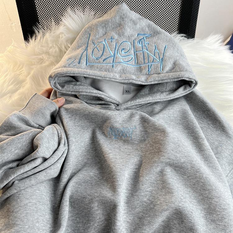 Sudaderas de Terciopelo Bordado Pesado para Mujer - Gruesas, Moda Urbana para Primavera, Otoño e Invierno. Ajuste Holgado para Parejas.