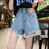 Summer Teen Girls Denim Shorts Clothes Kids Child Elastic Waist Hole Design Shorts Age 5-14 Years Old