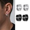 Punk Viking Rune Clip Earrings for Men,Stainless Steel No Perforation Huggies Hoop Earrings,Vintage Classic Jewelry