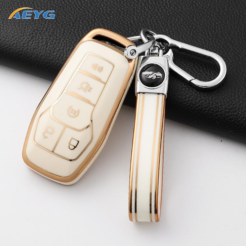Tpu Car Key Cover Case Shell Fob For Ford Fusion F-150 Edge Explorer Mustang Lincoln Mkz Mkc Platinum  F150 Lariat 5 Buttons