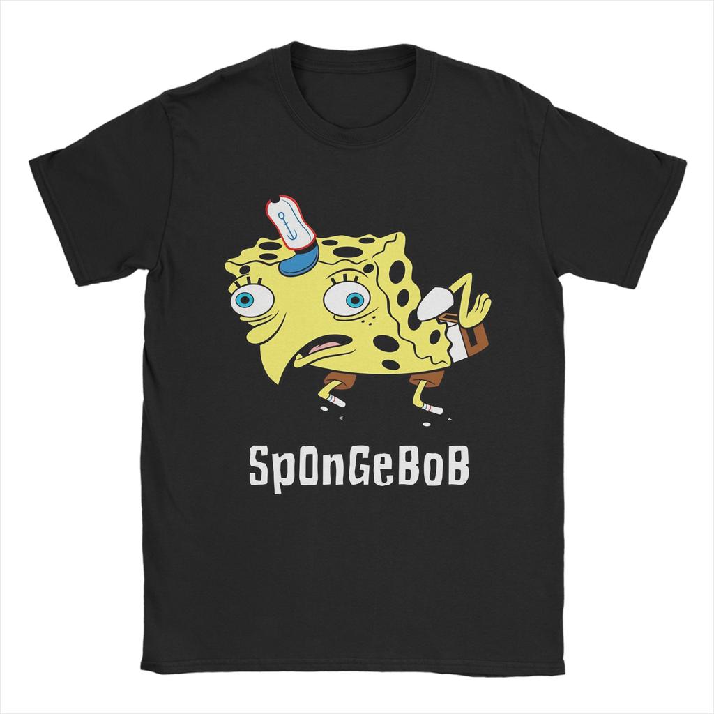 Unisexs TShirt SSpongebobs Vintage 100 Cotton Tee Shirt Short Sleeve SpOnGeBoB Meme T Shirts Round Neck Clothes 6XL
