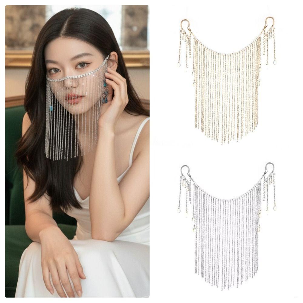Hair Ornament Masquerade Mask Hanging Ear Tassel Face Curtain Fashion Tassel Veil Woman