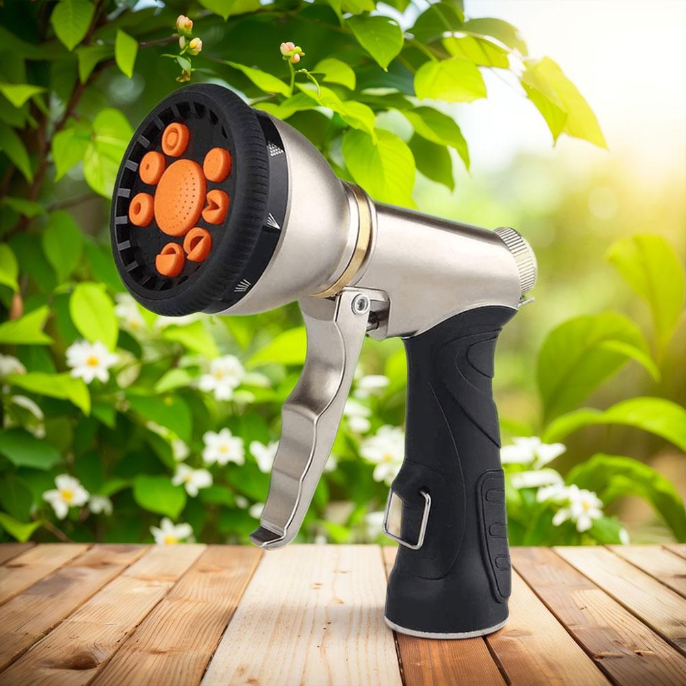 Garden Hose Nozzle 9 Adjustable Modes Heavy Duty Metal Hose Nozzle Multifunctional Hose Sprinkle Nozzle for Garden Washing Car