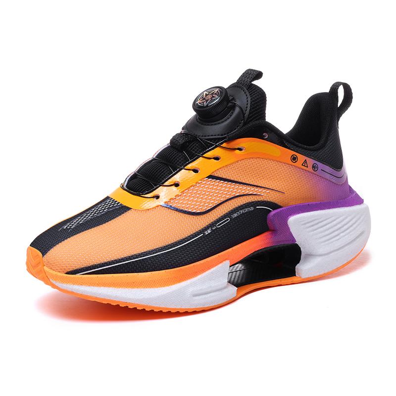 

Summer new breathable mesh sports shoes for men rotary button soft sole anti-slip youth shock absorbing running shoes 34