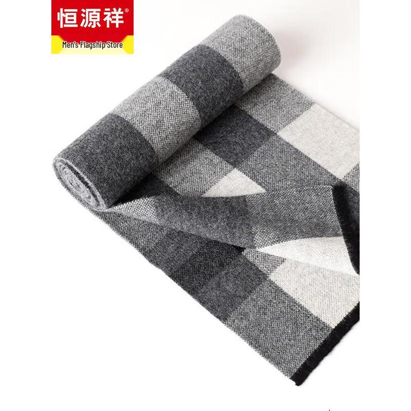 Hengyuanxiang Unisex Pure Wool Plaid Scarf