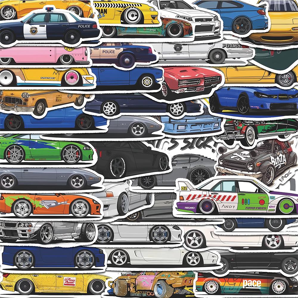 10/30/52pcs Retrofit Racing Sport Stickers Car Graffiti Decal DIY Skateboard Helmet Bicycle Waterproof Cool Cartoon Sticker