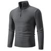 Men S Solid Color Half Zip Stand Collar Long Sleeve Knit Sweater