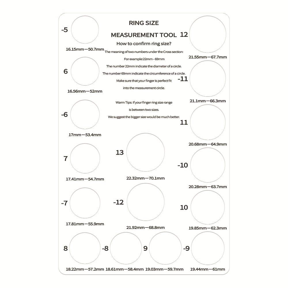 1PC Cartão de Medição de Anel, Ferramenta de Triagem de Tamanho de Circunferência de Dedo, Medição de Anel de Circunferência de Diâmetro de Tamanho Europeu