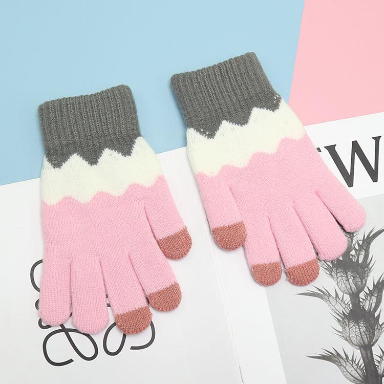 Женские вязаные перчатки Зимние перчатки с возможностью использования сенсорного экрана Теплые и холодостойкие вязаные перчатки one size розовый