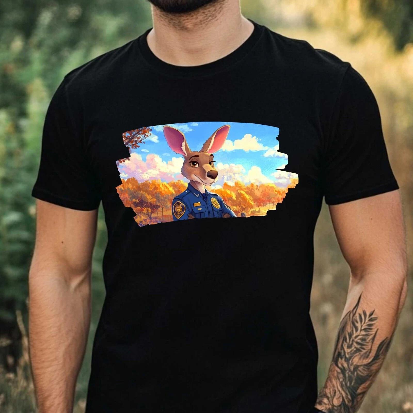 T-Shirt Herren Känguru als Polizist Motiv Baumwolle Größe XS bis 5XL XL