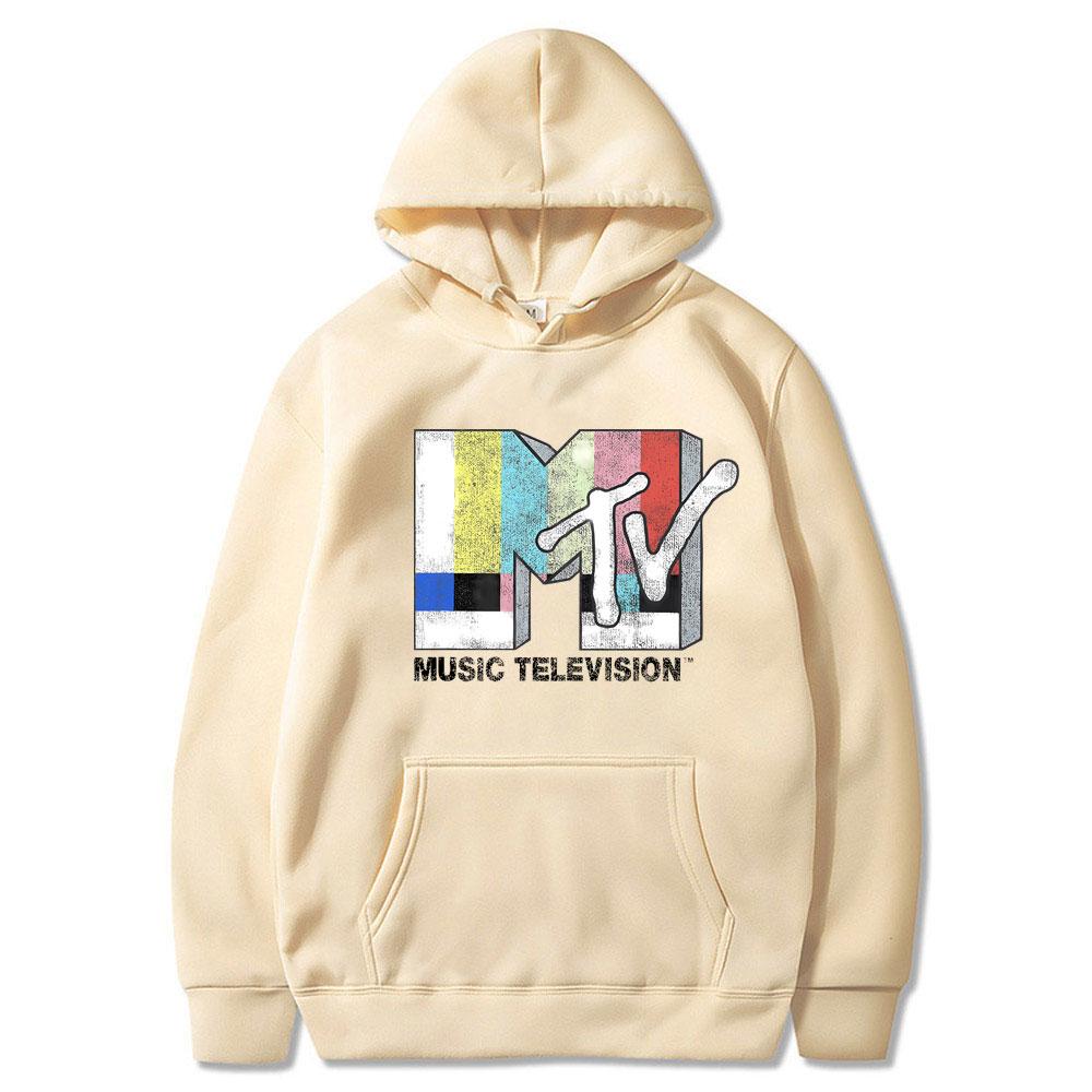 MTV Music Television Signál Grafická Potlač Mikina s Kapucňou Muži Ženy Vintage Móda Oversized Mikina Unisex Y2k Umelecká Estetika Mikiny s Kapucňou