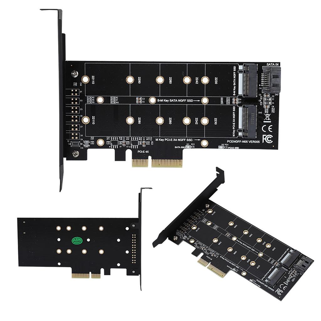 PCI‑E 4X auf M.2 NVMe SSD NGFF Adapterkarte B Key M Key Erweiterung Duale Schnittstelle