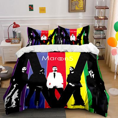 Pop Music Print Bedding Set Duvet Cover and Pillowcases (1* Duvet Cover, 2* Pillowcases, Excluding Comforter)