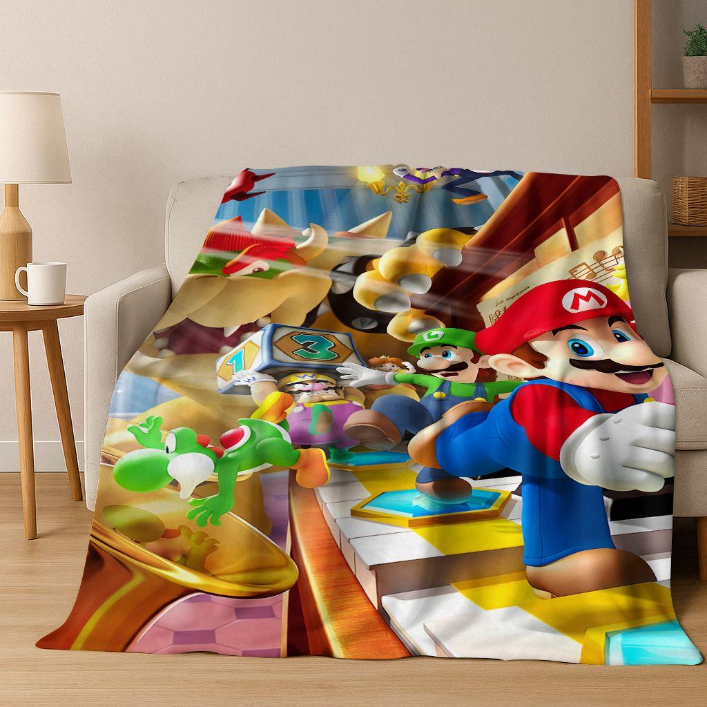 26 Style Mario Cartoon Gift Flannel Blanket,Warm and Cozy Soft Throw Blanket for Home Bedroom Bed Sofa Travel Picnic Cover Kids