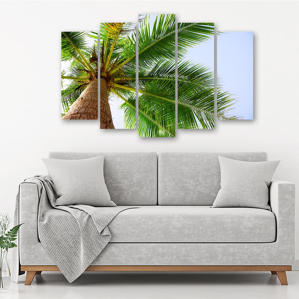 Five Piece Picture Canvas Print Palm