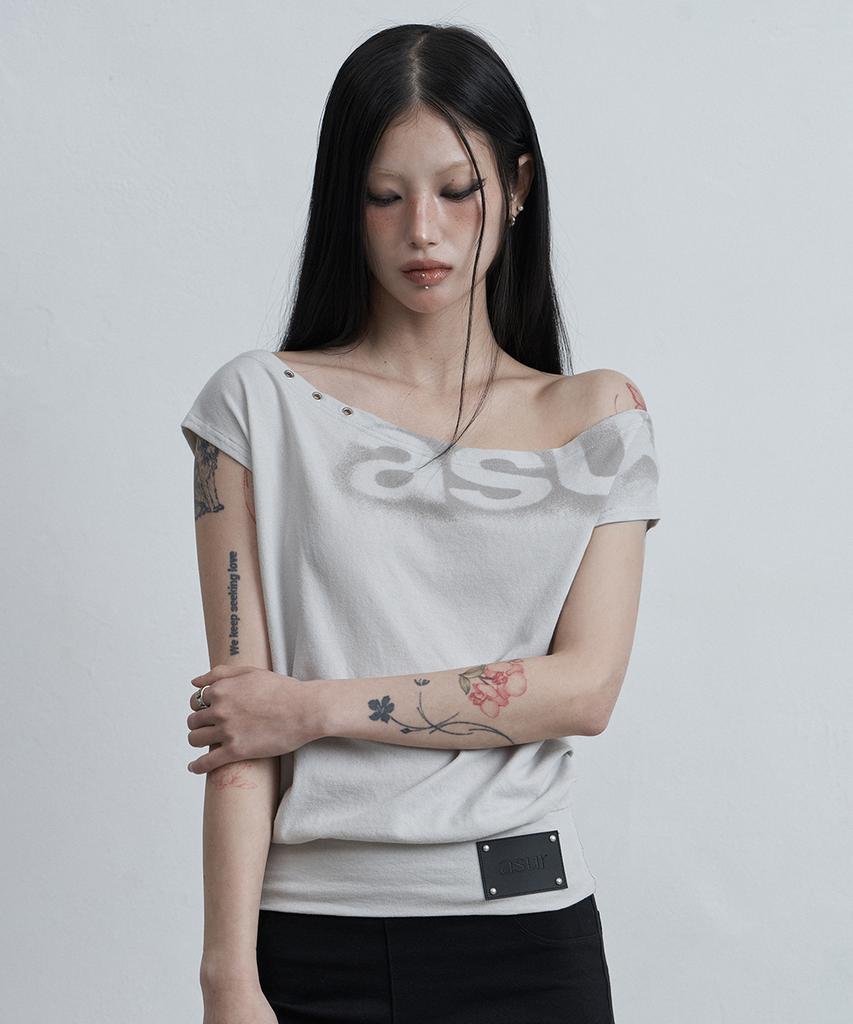 Aejeuyua Dolman Loose Crop T-Shirt Light Grey