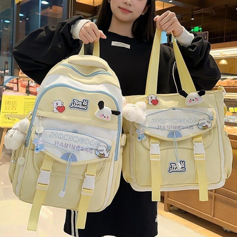The new schoolbag is high-value, fresh and sweet, macaron-colored make-up bag, junior high school students, light travel, and large-capacity backpack.