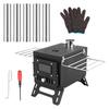 Wood Burning Stove with 5 Pipes Accessories, Large Firebox Heating Cooking Hot Tent Stove, Portable Stainless Steel Stove for Outdoor, Camping,